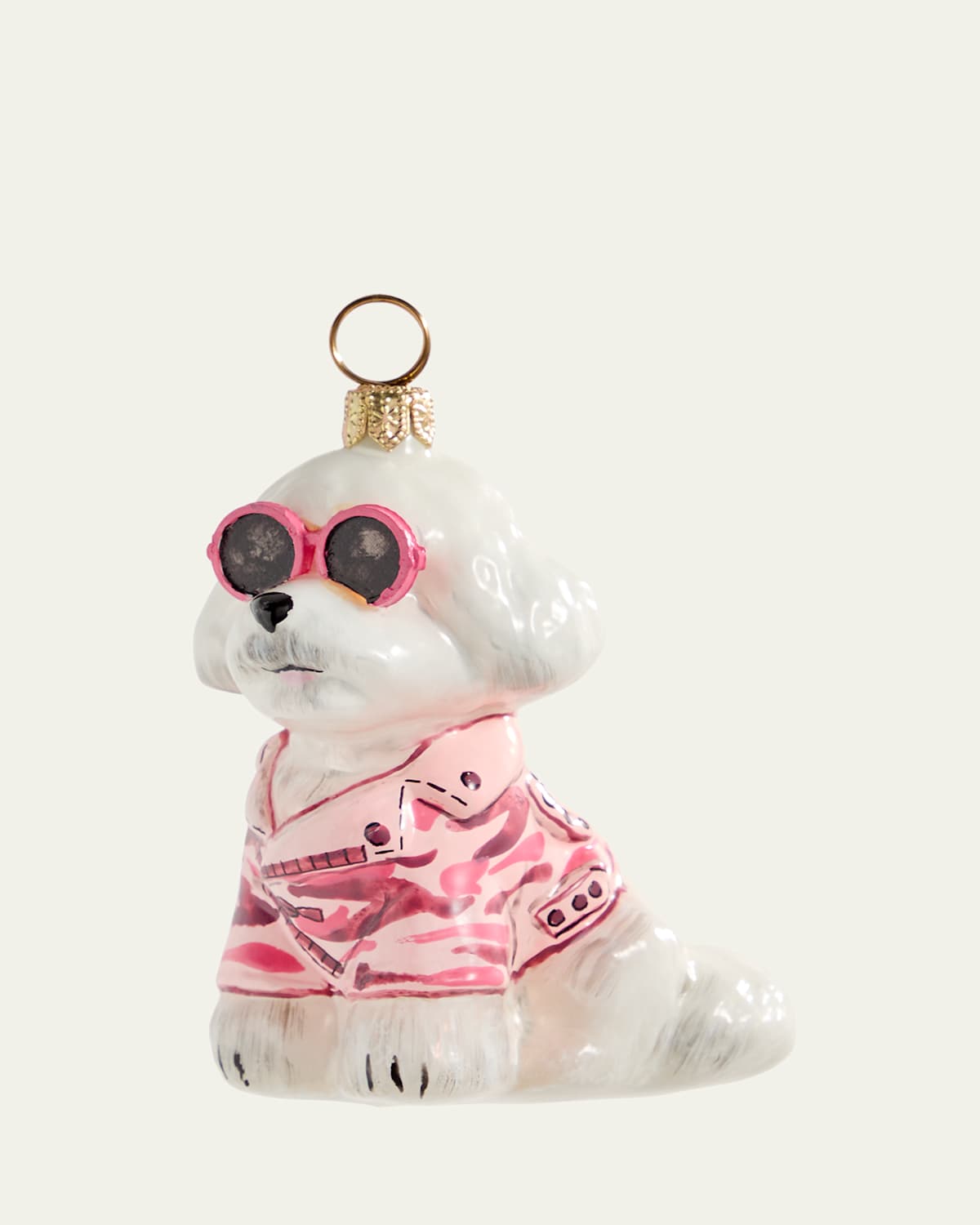 Joy To The World Collectibles Bichon Frise With Pink Camo Coat Ornament In Multi