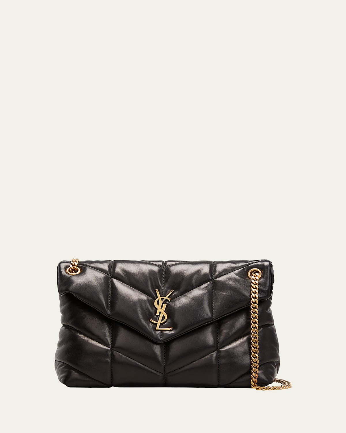 Saint Laurent Lou Puffer Medium Ysl Shoulder Bag In Quilted Leather In Black