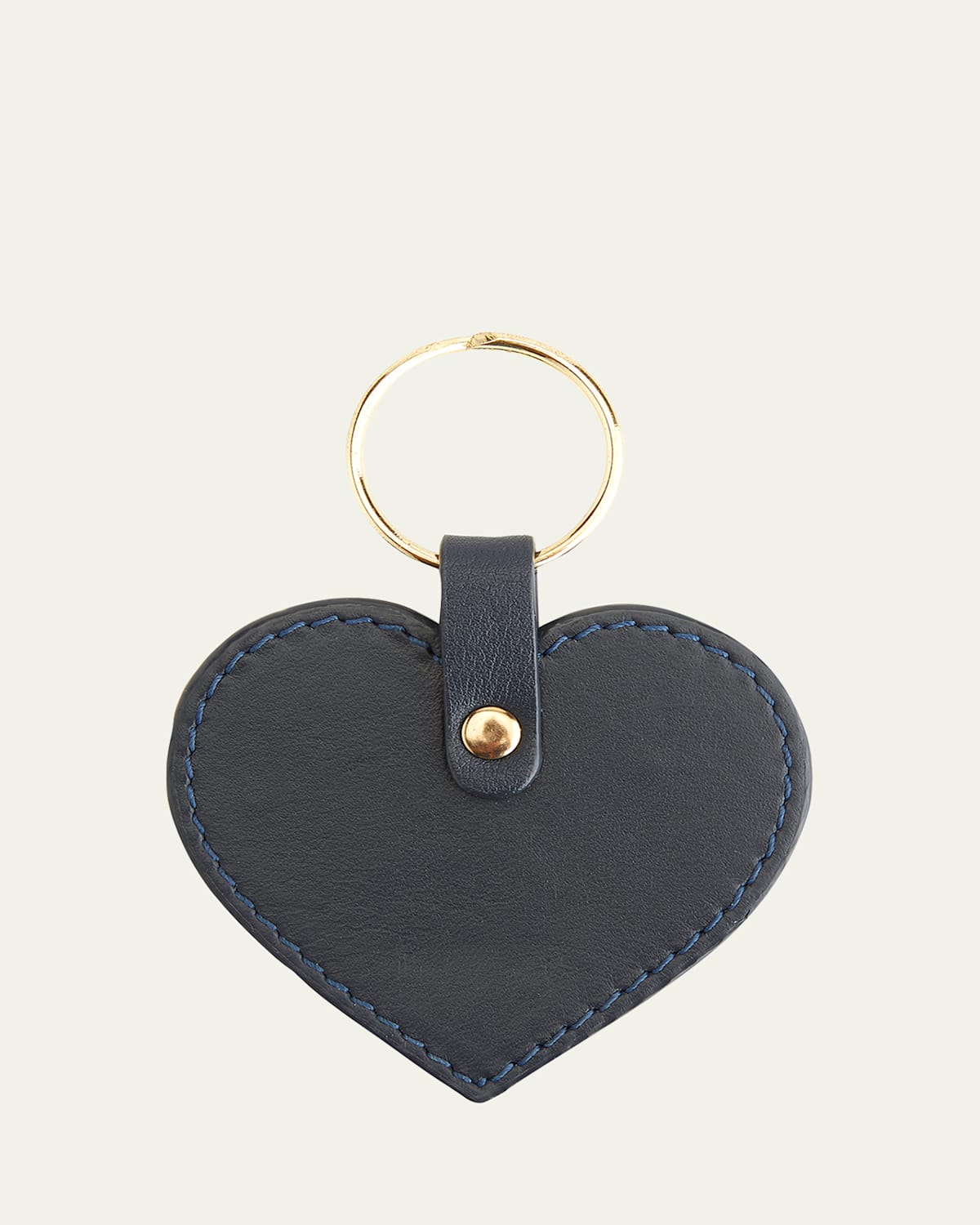 Royce New York Royce Leather Heart Key Fob In Navy Blue