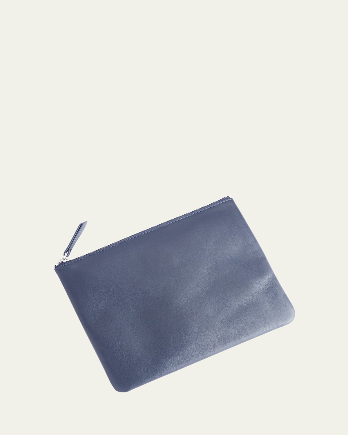Royce New York Personalized Leather Travel Pouch In Navy Blue- Silver Foil