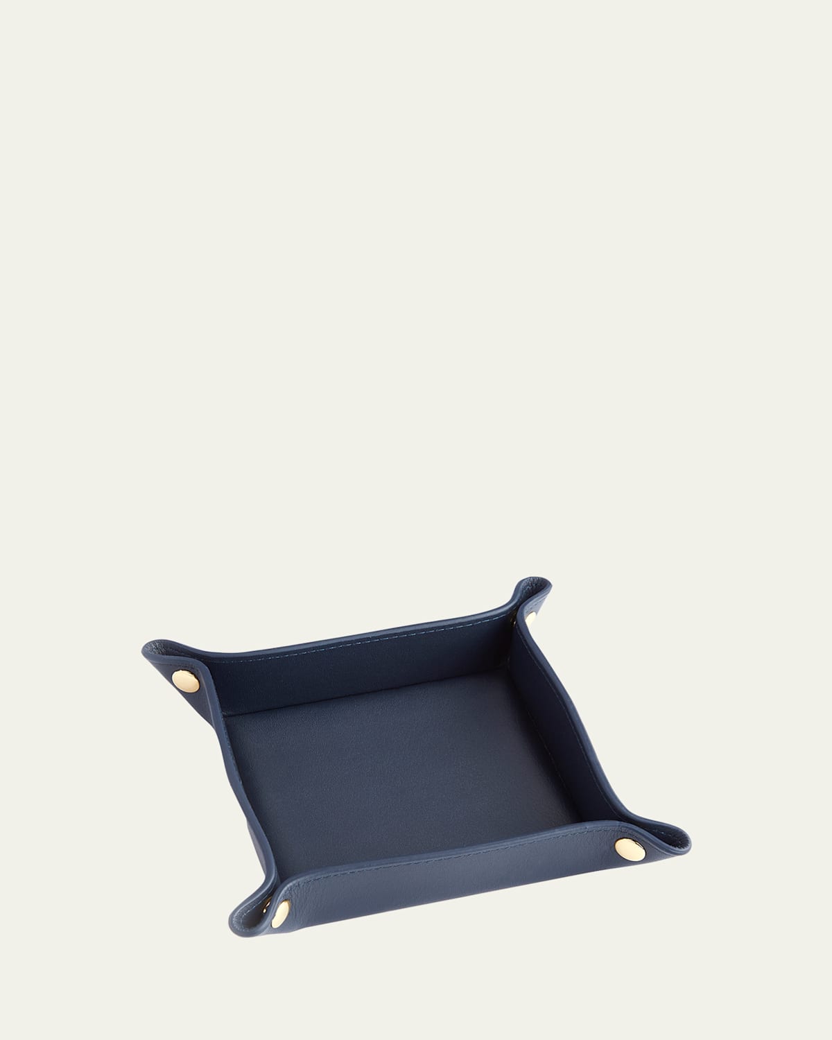 Royce New York Leather Catchall Tray In Navy Blue