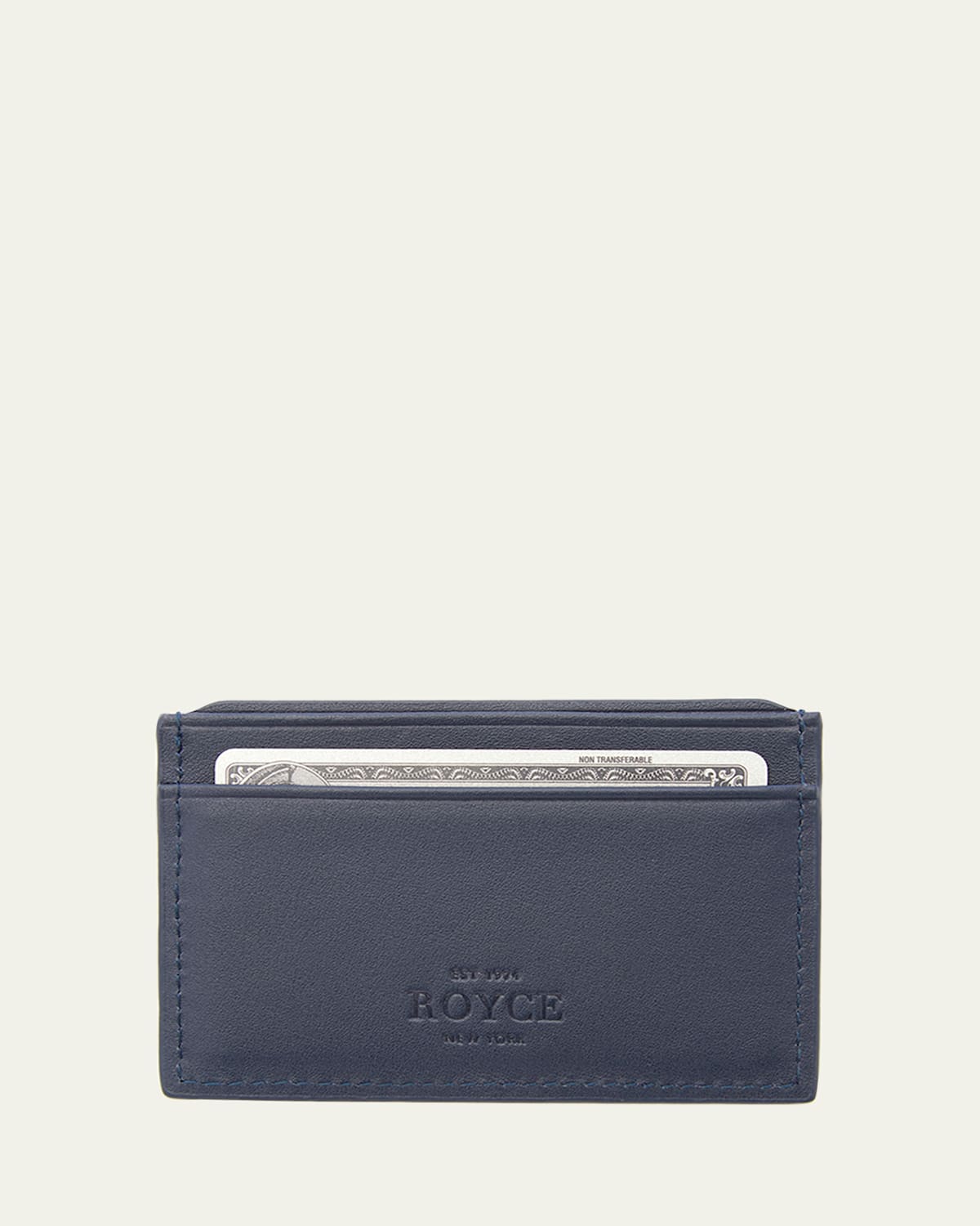 Royce New York Leather Rfid-blocking Executive Slim Credit Card Case In Navy Blue