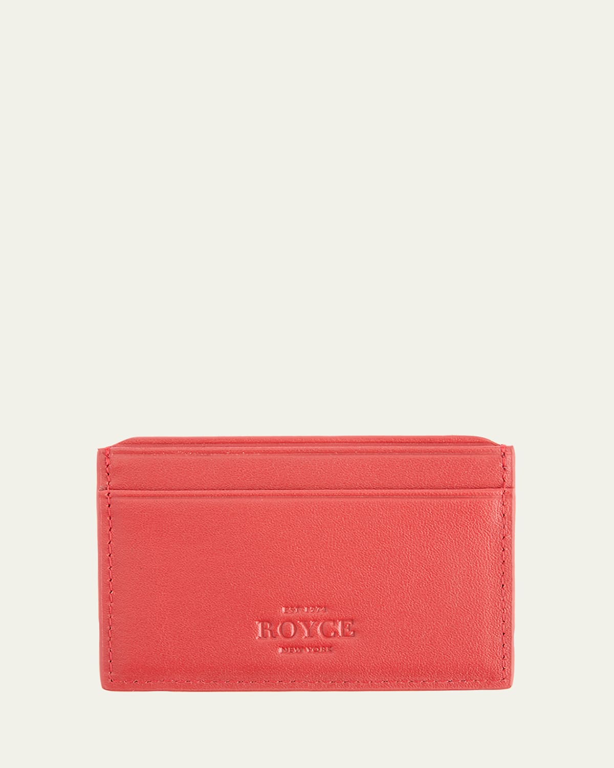 Royce New York Monogrammed Rfid Blocking Leather Card Wallet In Red