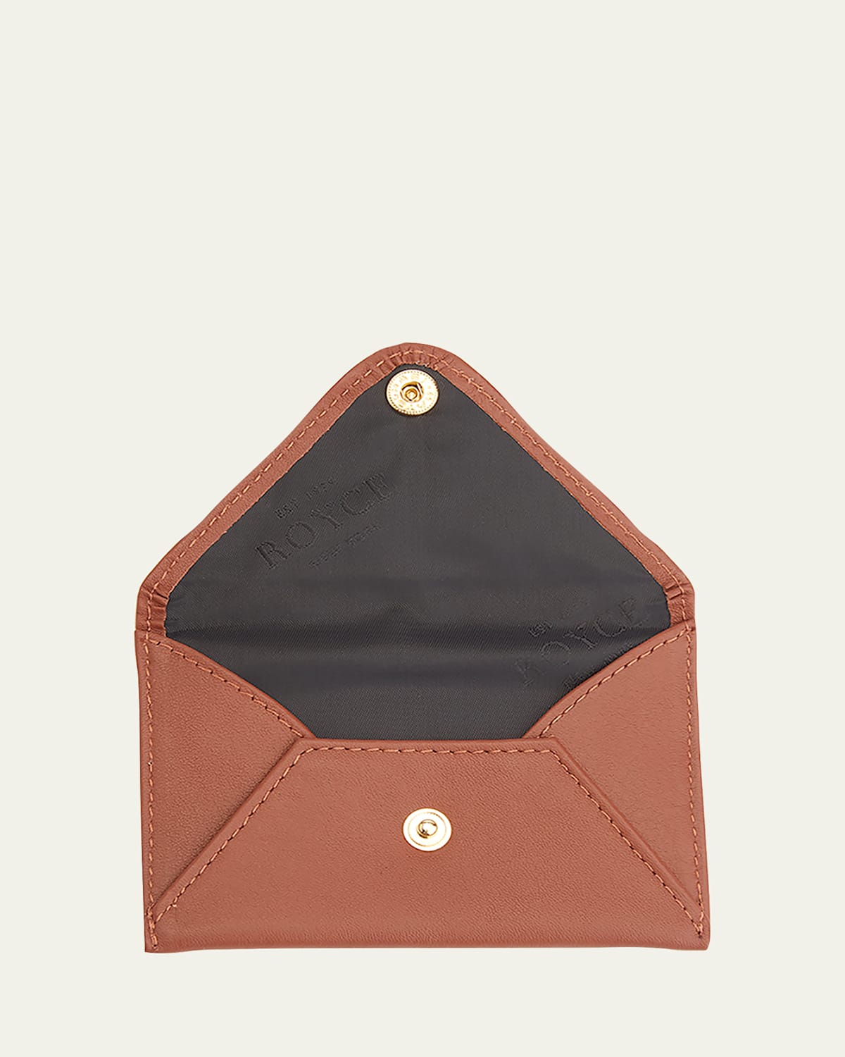 Royce New York Monogrammed Leather Envelope Style Card Holder In Tan