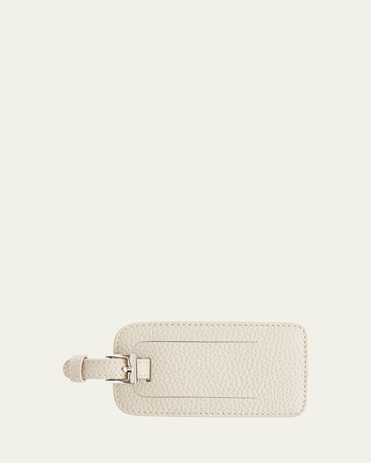 Royce New York Leather Luggage Tag With Silver Hardware In Taupe