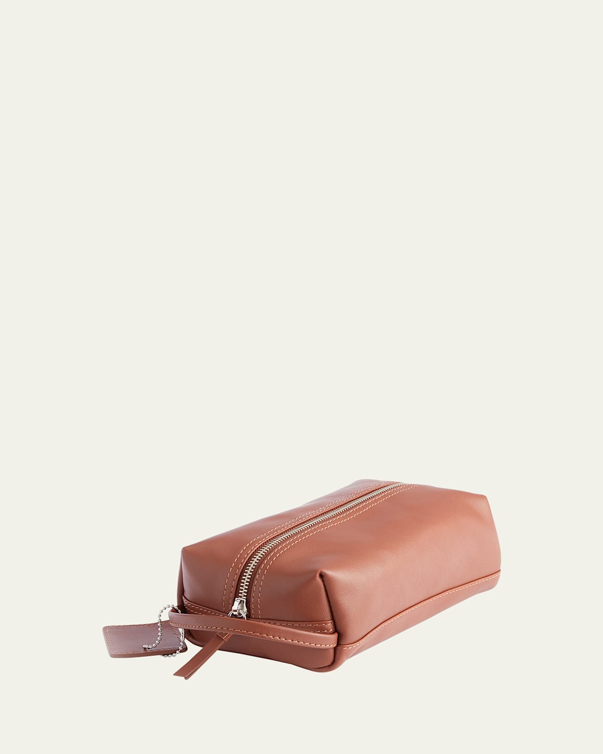 Royce New York Monogrammed Compact Leather Toiletry Bag In Brown