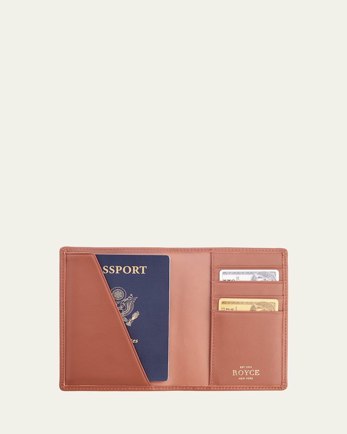 Royce New York Rfid Blocking Passport Case In Tan