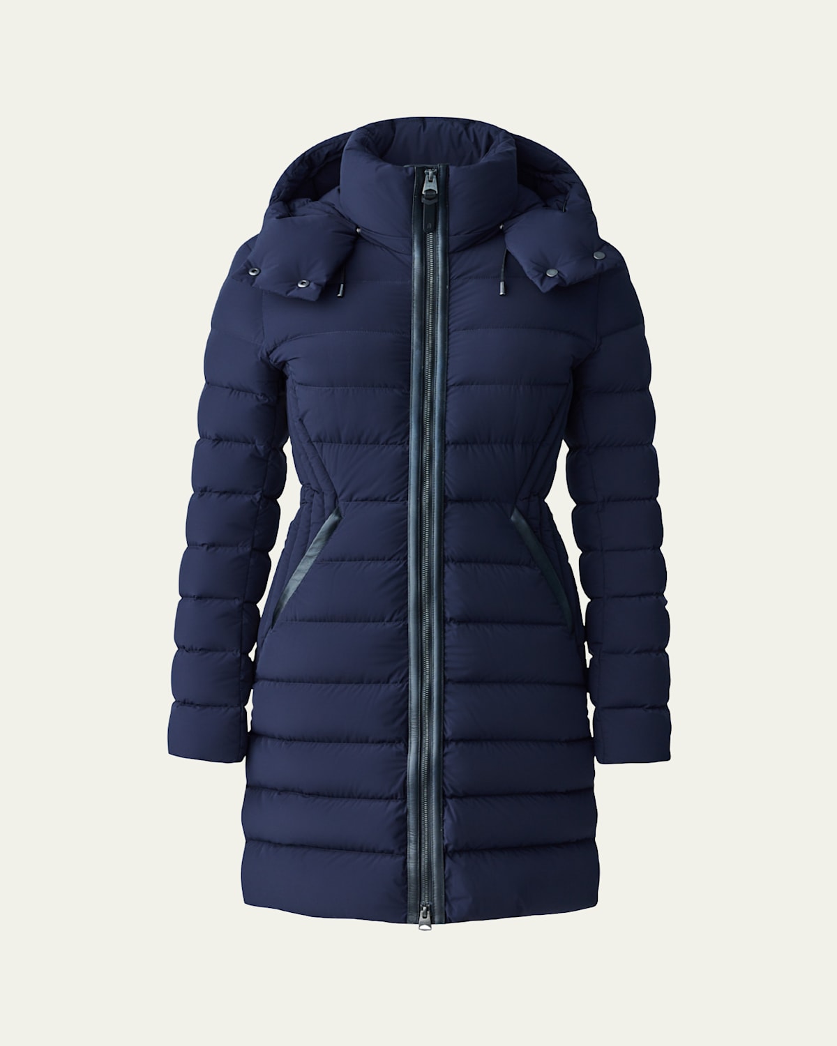 Mackage Farren Detachable-hood Lightweight Down Coat In Navy