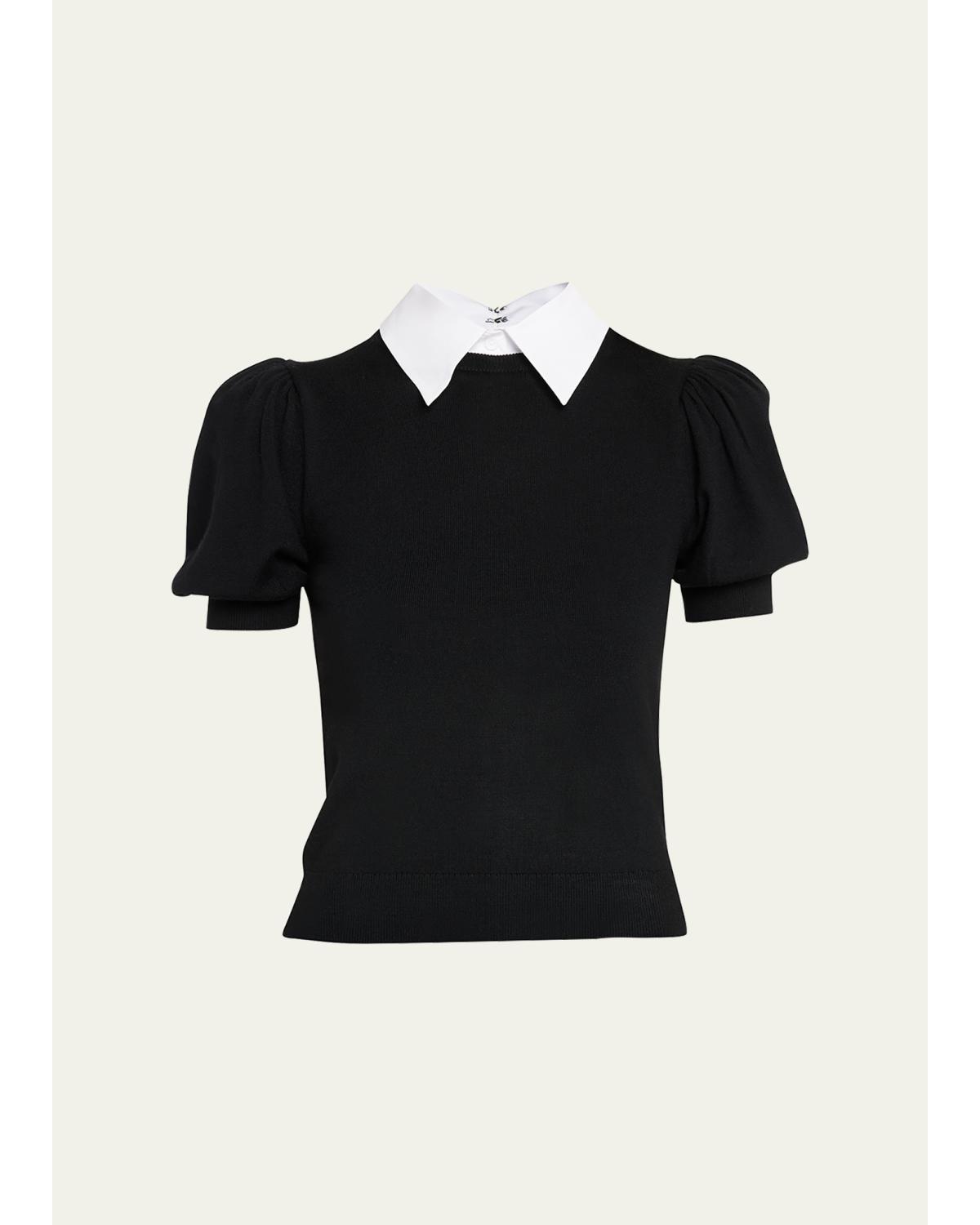 Chase Puff-Sleeve Detachable Collar Sweater