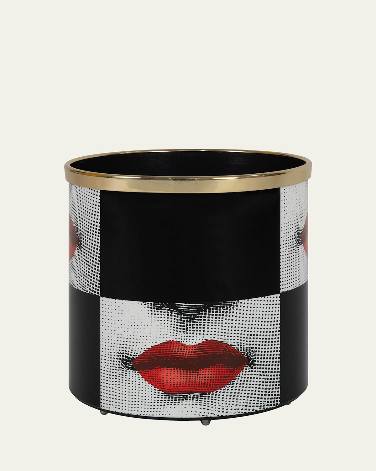 Fornasetti Kiss Wastepaper Basket In Red Pattern
