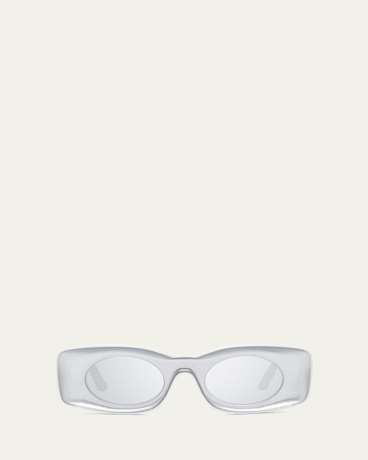 Loewe Two-tone Acetate Inset Oval Sunglasses In White / Silver