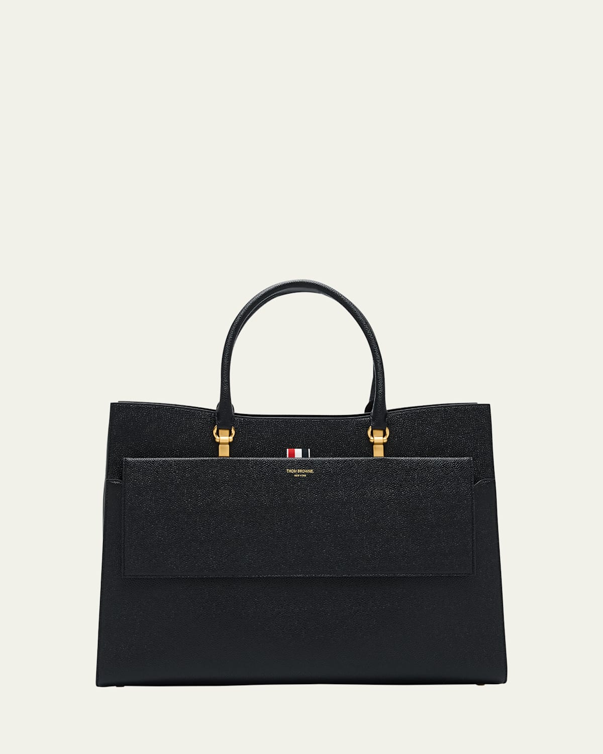 Thom Browne Men's Large Duet Tote In Pebble Grain Leather