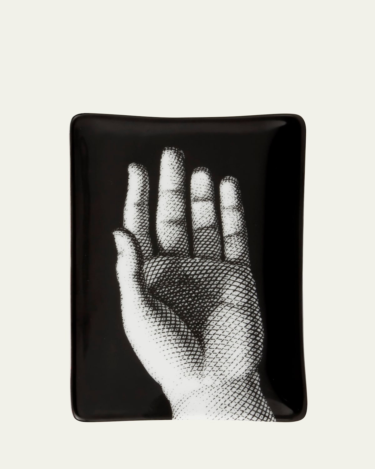 Fornasetti Mano Hand-motif Porcelain Ashtray In Black/white