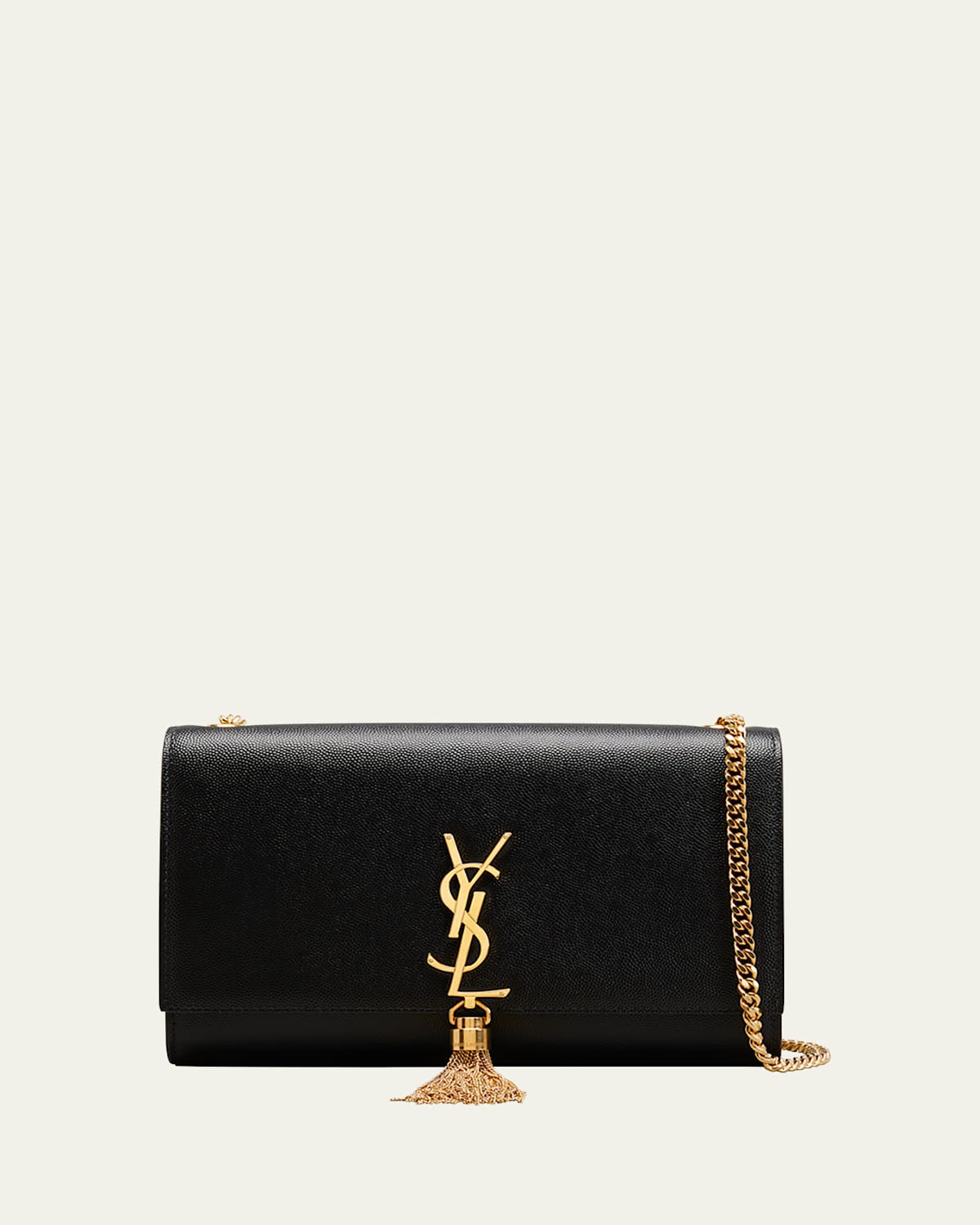 Saint Laurent Kate Medium Ysl Monogram Grain De Poudre Crossbody Bag In Black