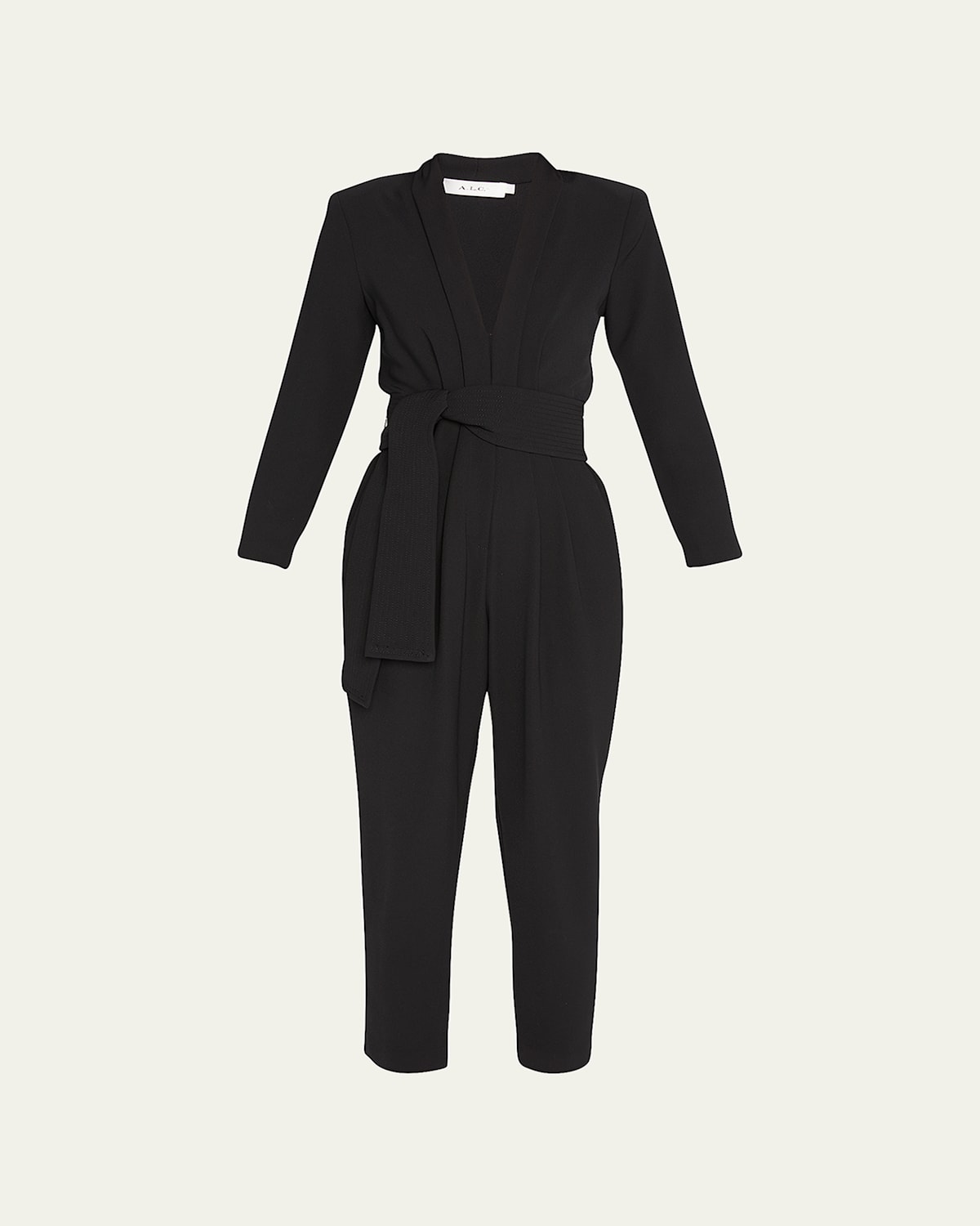 Kieran Belted Long-Sleeve Jumpsuit