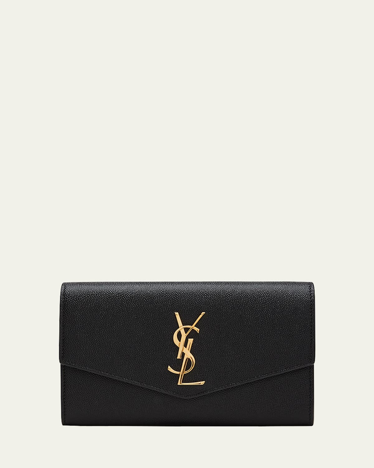 Saint Laurent Uptown Ysl Wallet On Chain In Grained Leather In Black