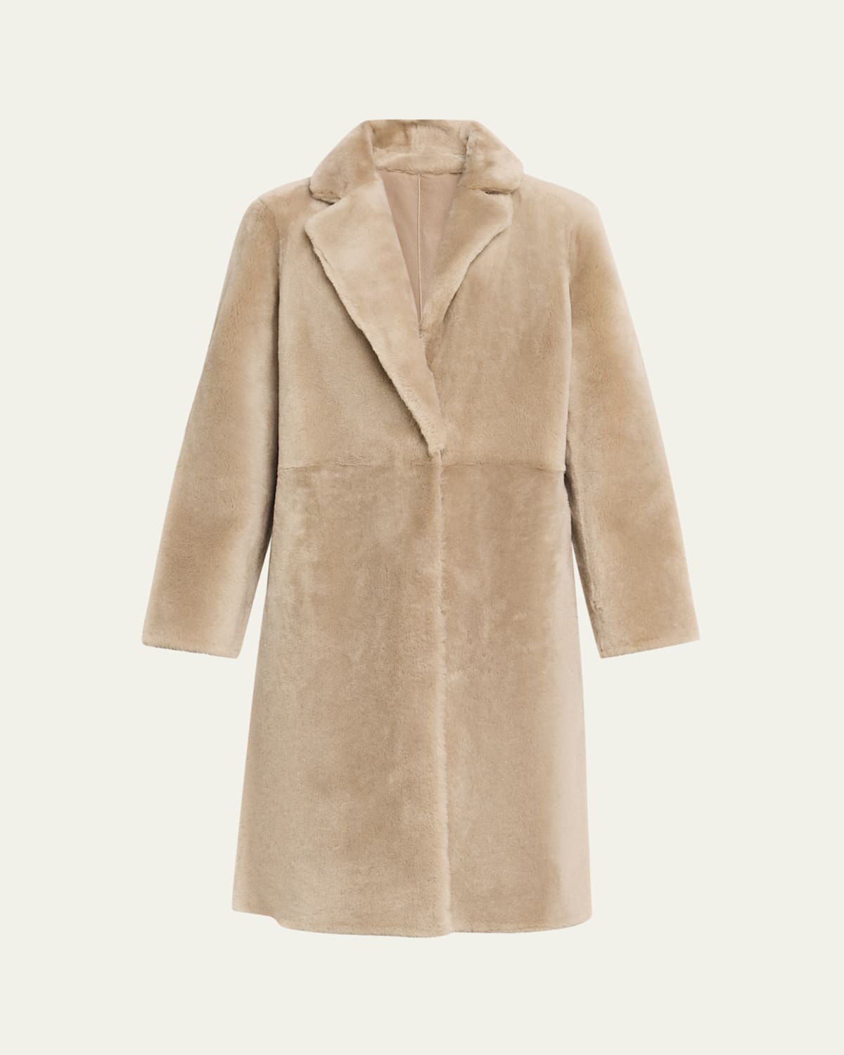 Yves Salomon Ironed Lamb Shearling Coat In Brown