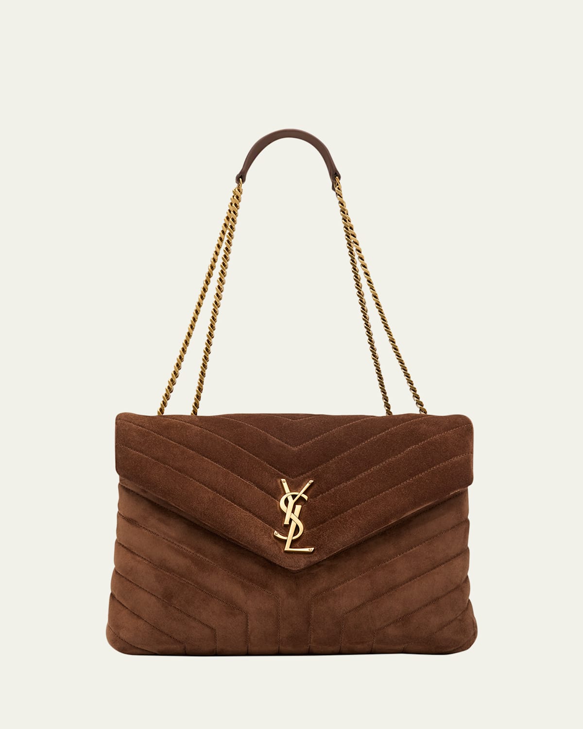 SAINT LAURENT LOULOU MEDIUM YSL SHOULDER BAG IN QUILTED SUEDE 