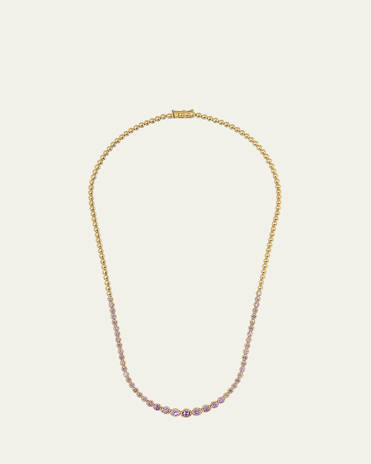 Jennifer Meyer 18k Yellow Gold Graduated Pink Sapphire Tennis Necklace