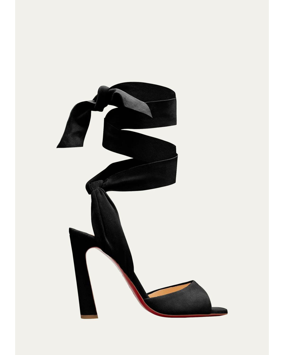 Rose Amelie Ankle-Wrap Red Sole Sandals