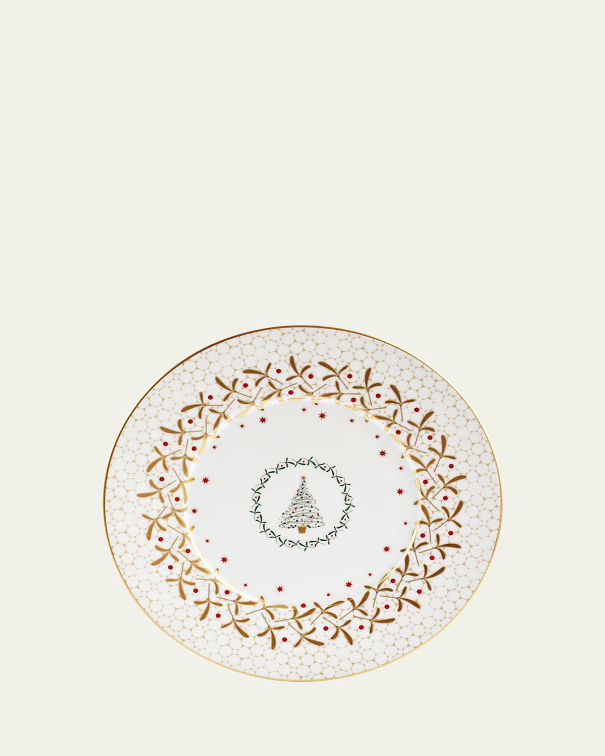 Bernardaud Noel Salad Plate In White/gold