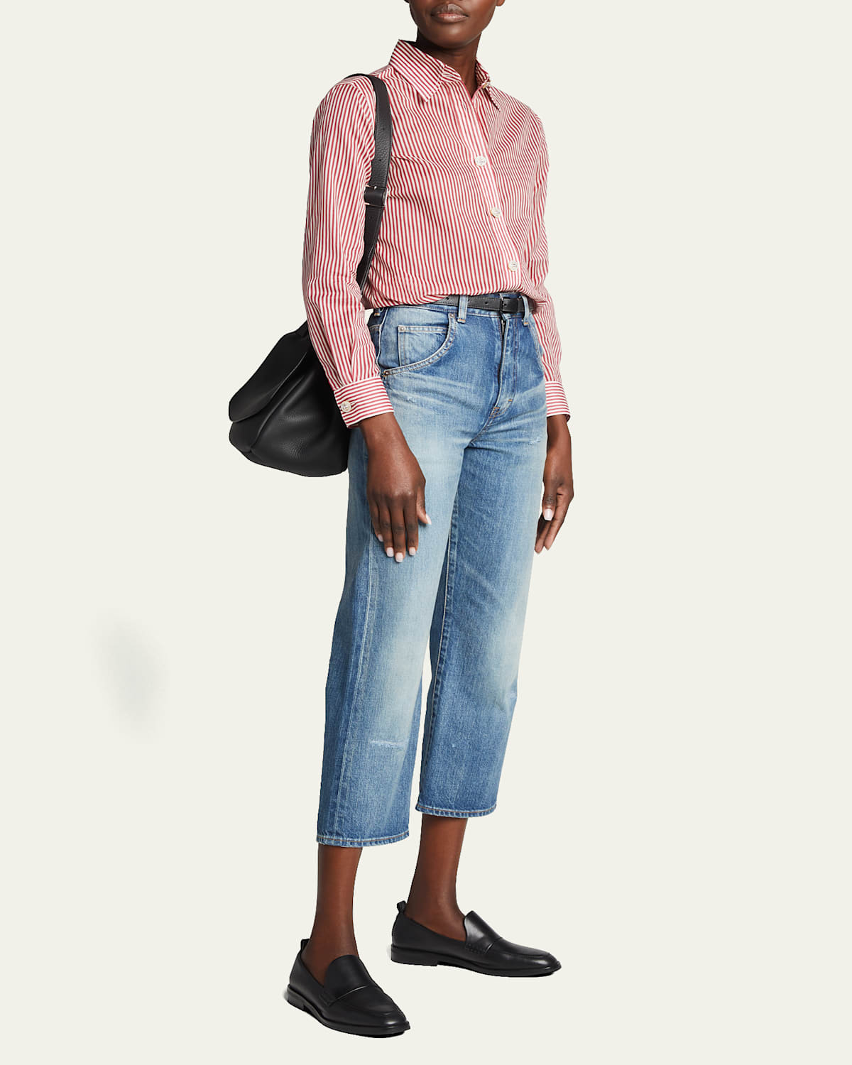 Giorgio Armani Striped Cotton Blouse In Red