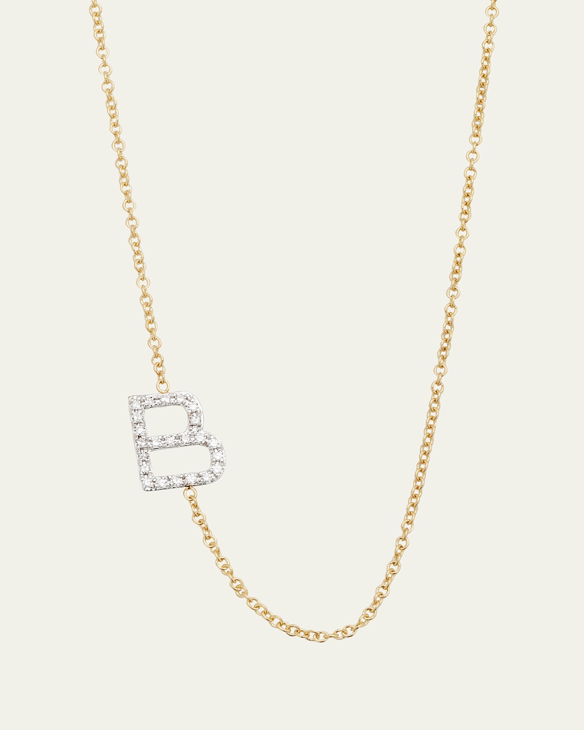Diamond Asymmetrical Initial Necklace, B