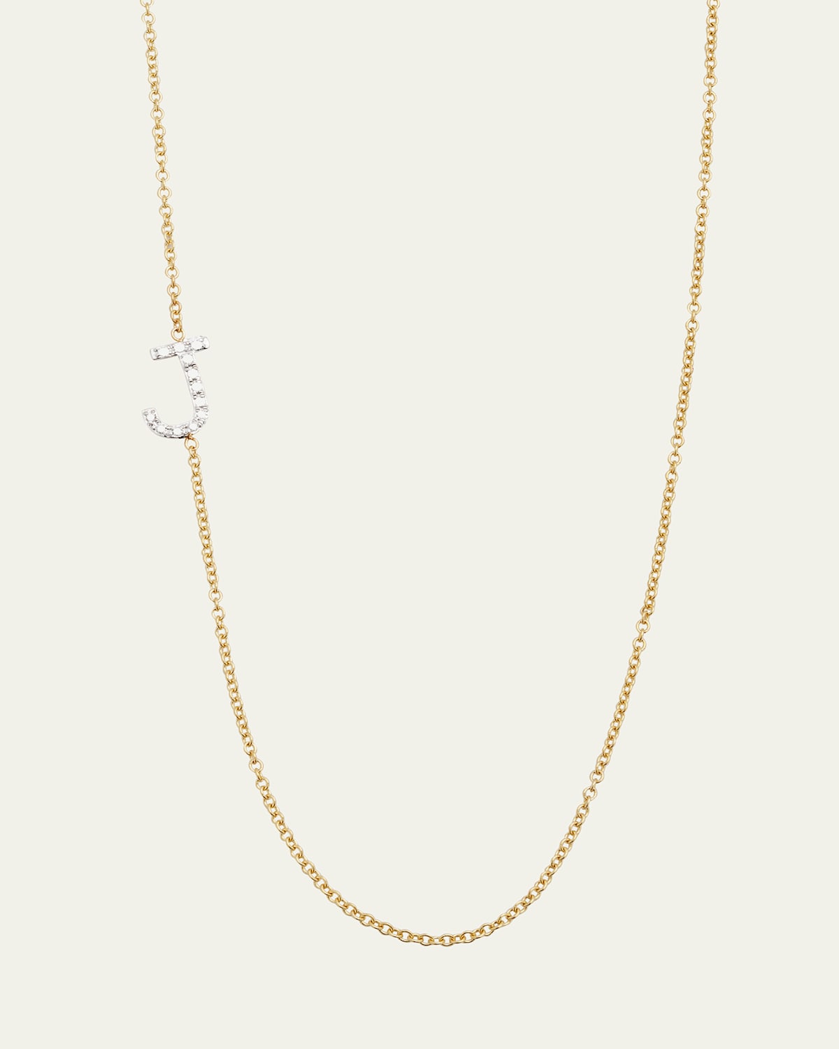 Diamond Asymmetrical Initial Necklace, J