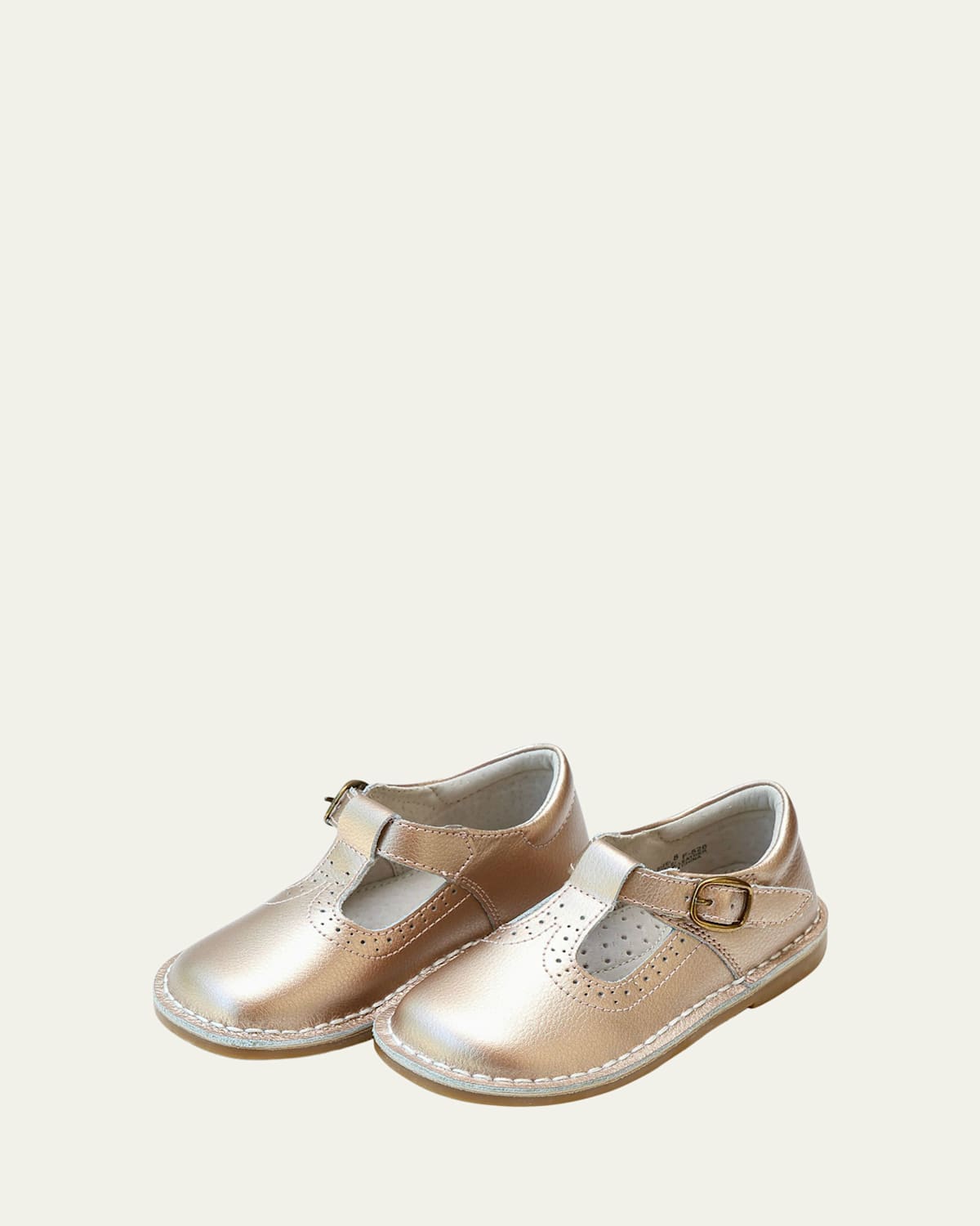L'amour Shoes Girl's Selina Scalloped Leather T-strap Mary Jane Flats, Baby/toddler/kid In Grey