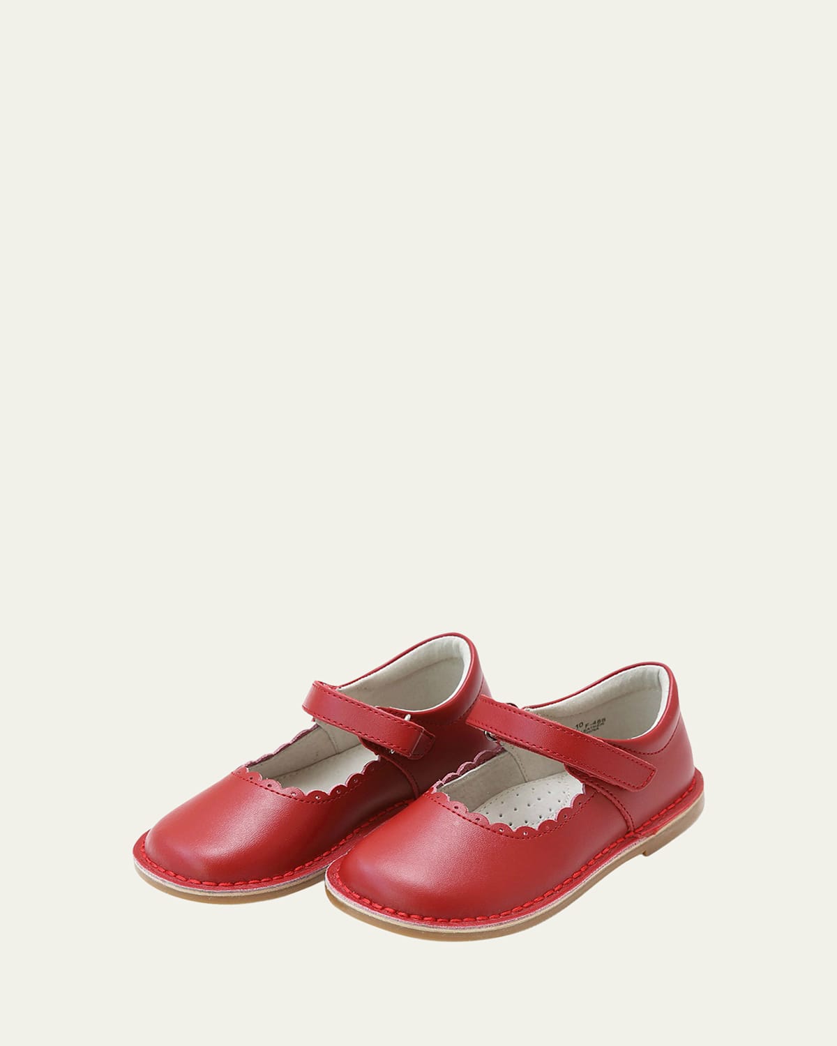L'amour Shoes Girl's Caitlin Scalloped Grip-strap Mary Jane Shoes, Baby/toddlers In Red