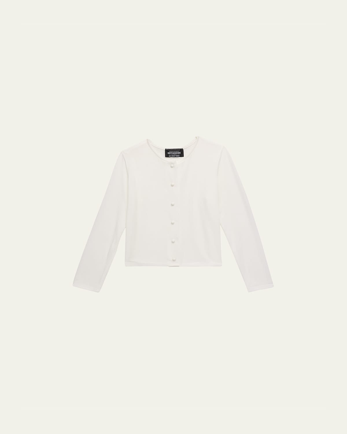 Un Deux Trois Kids' Girl's Long-sleeve Cardigan In Ivory