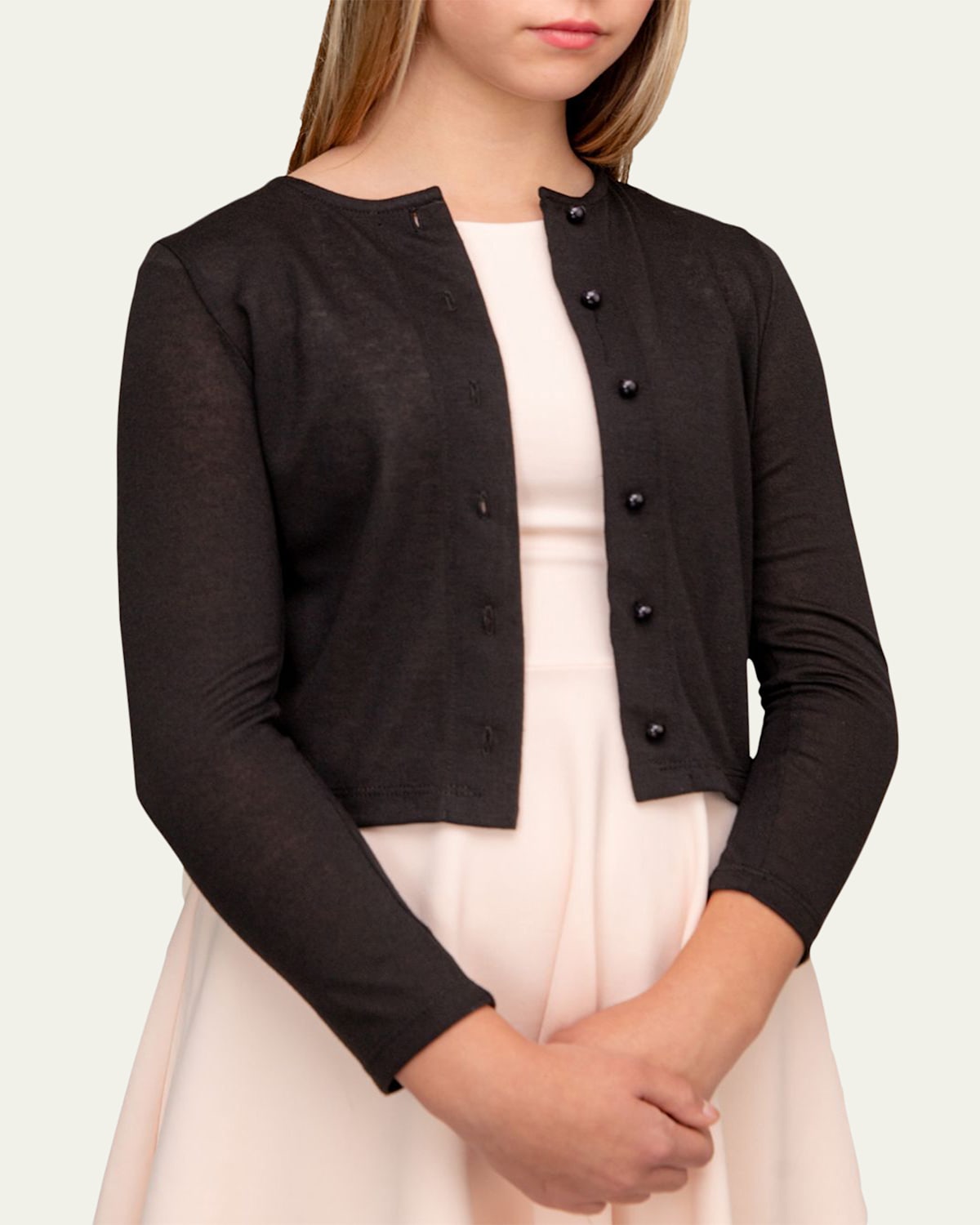 Un Deux Trois Kids' Girl's Long-sleeve Cardigan In Black