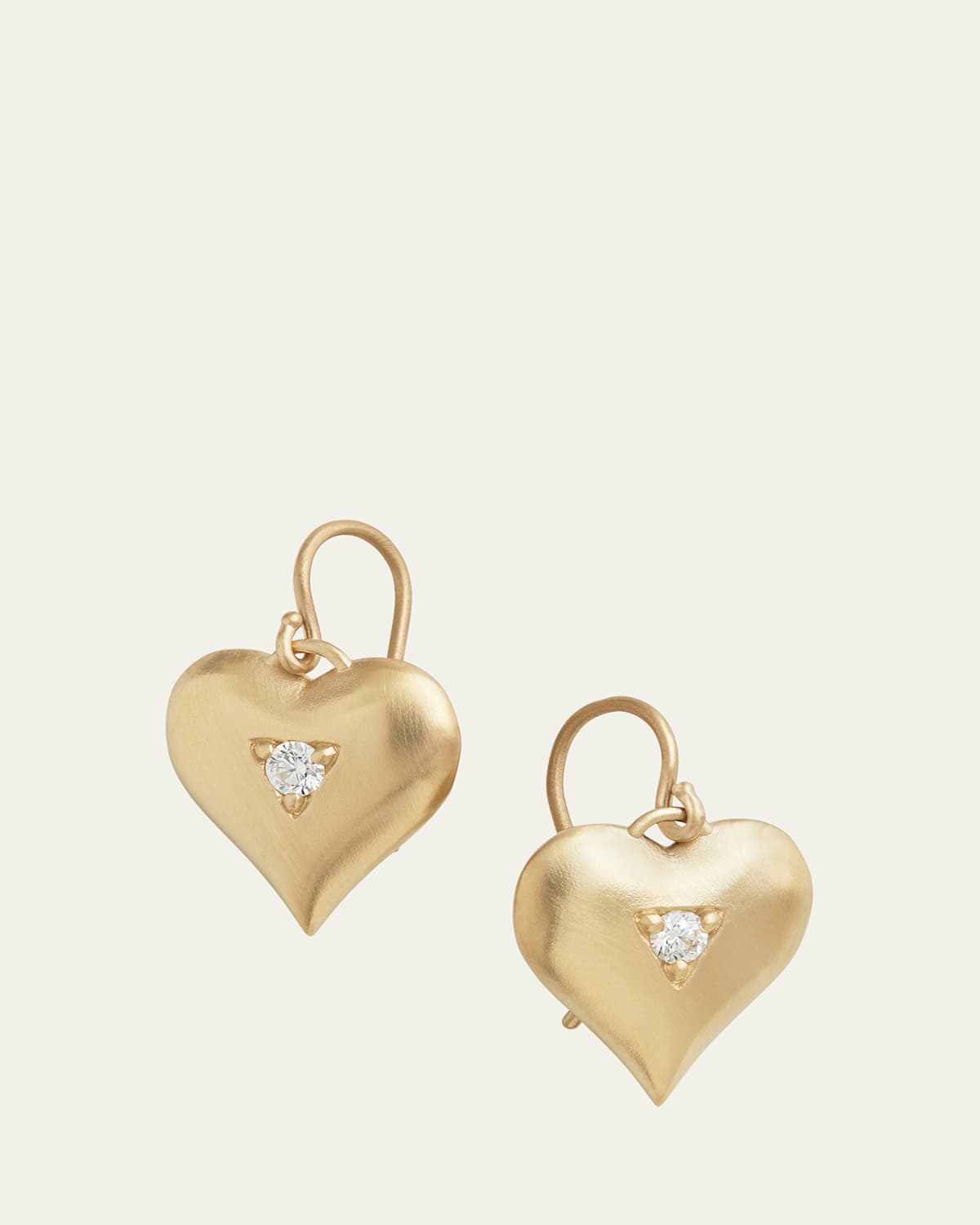 18k Yellow Gold Heart Drop Earrings
