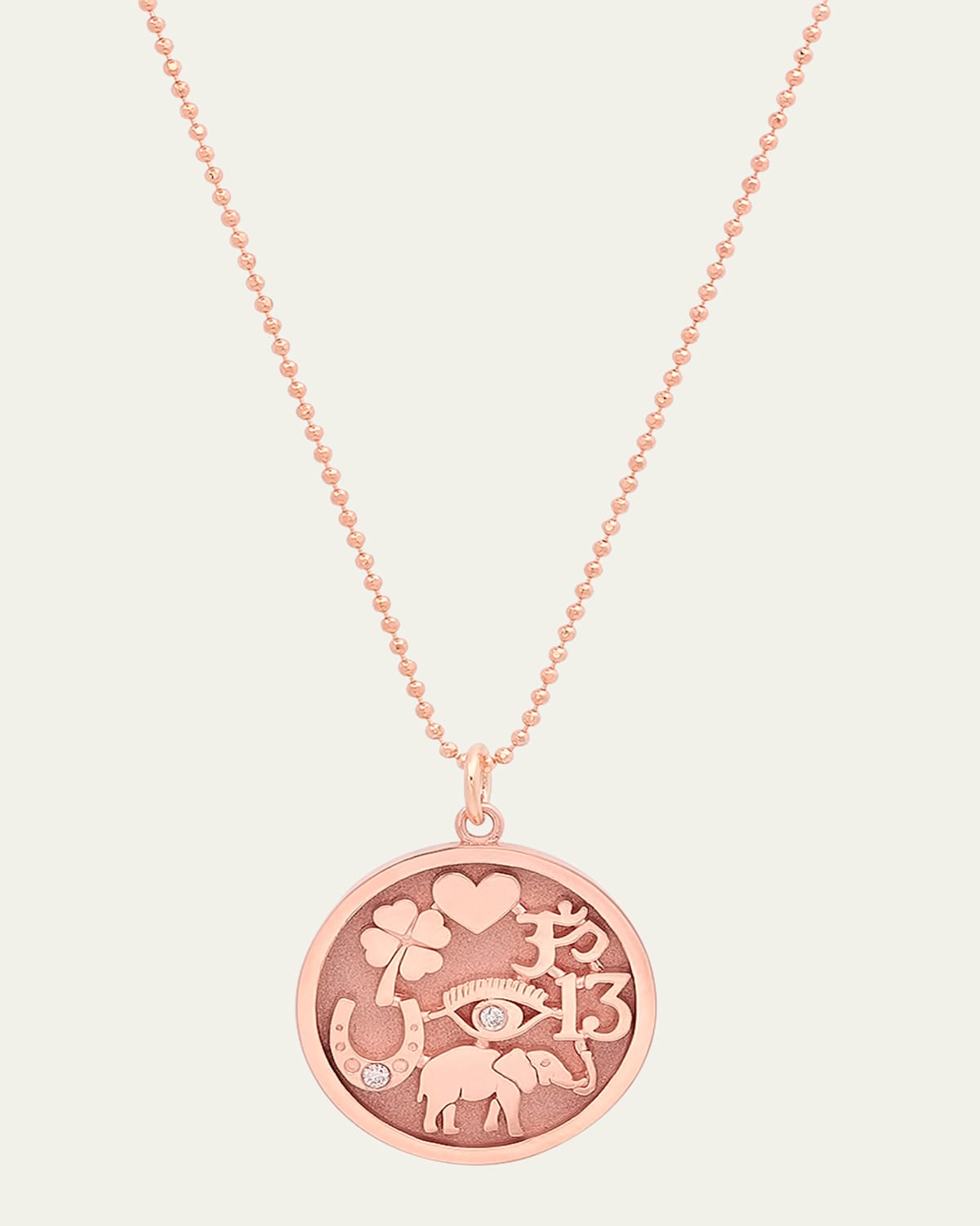 Jennifer Meyer 18k Rose Gold Good Luck Necklace with Diamonds