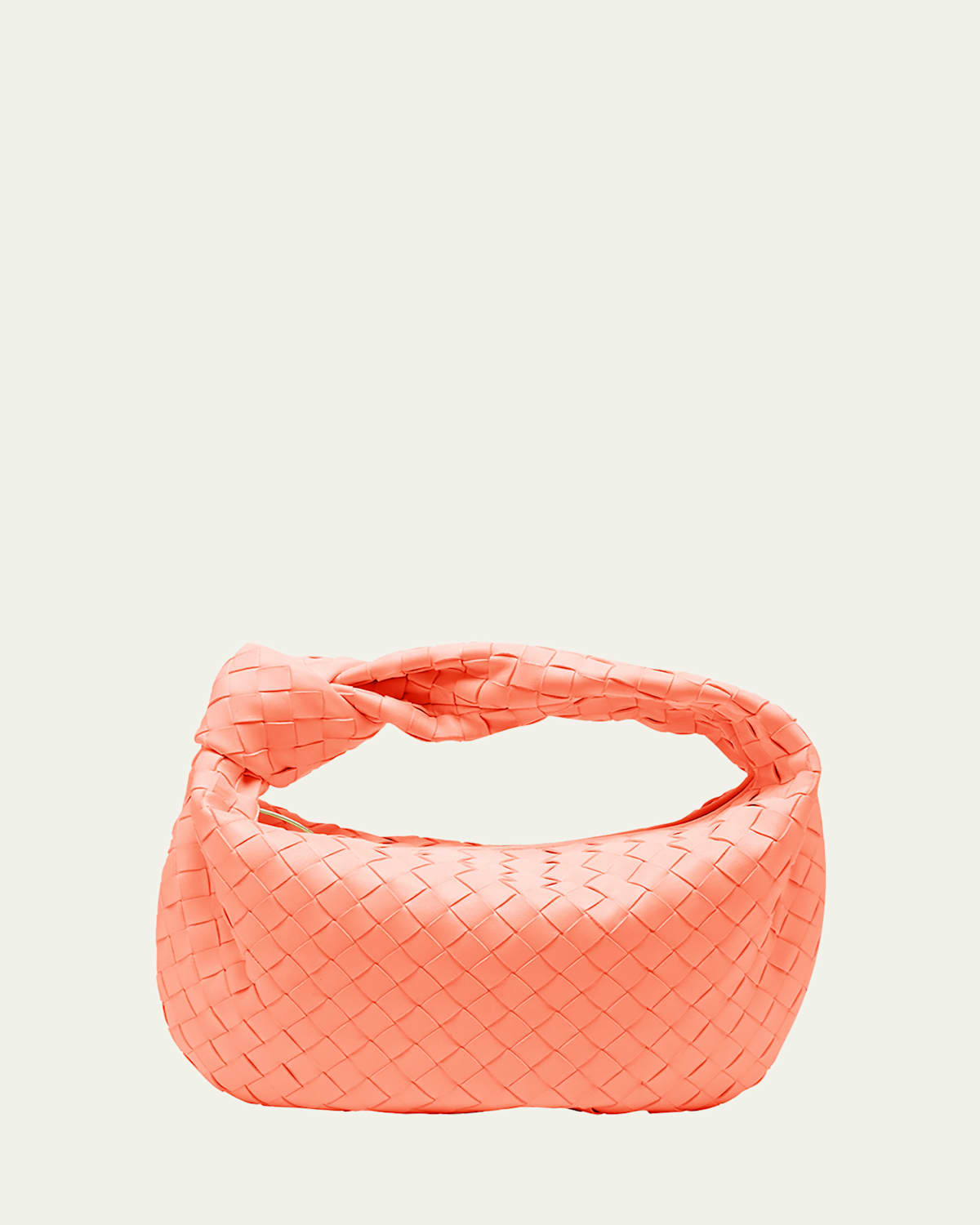 Bottega Veneta Women Mini Jodie Leather Handbag With Intrecciato Motif In Orange-gold