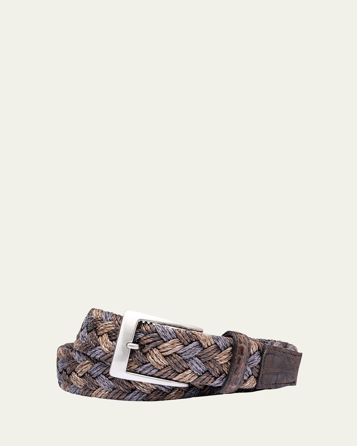 Men's Woven Linen Belt w/ Croc Tabs