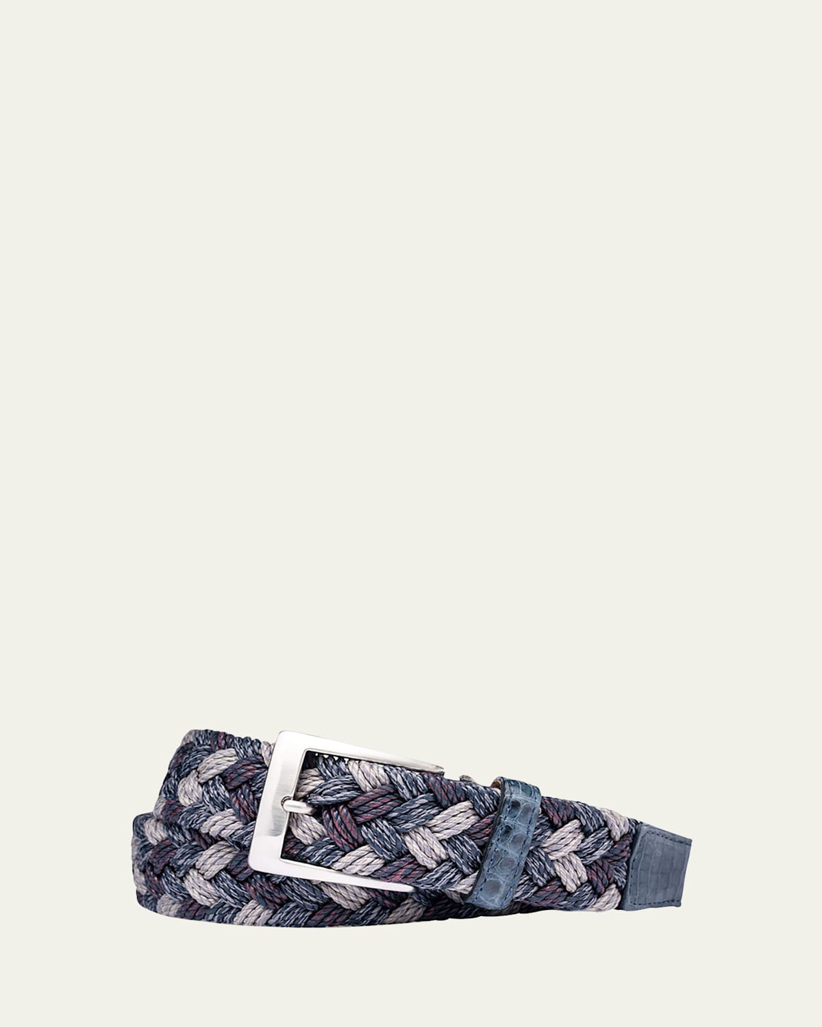 Men's Woven Linen Belt w/ Croc Tabs