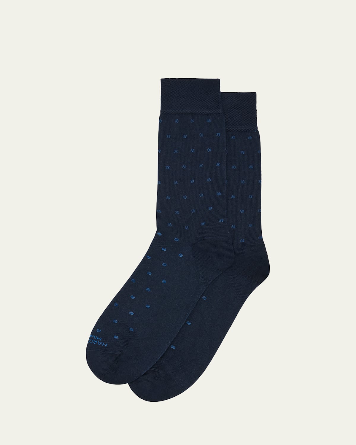 Marcoliani Men's Modal Cashmere Micro Polka Mid-calf Socks In Navy