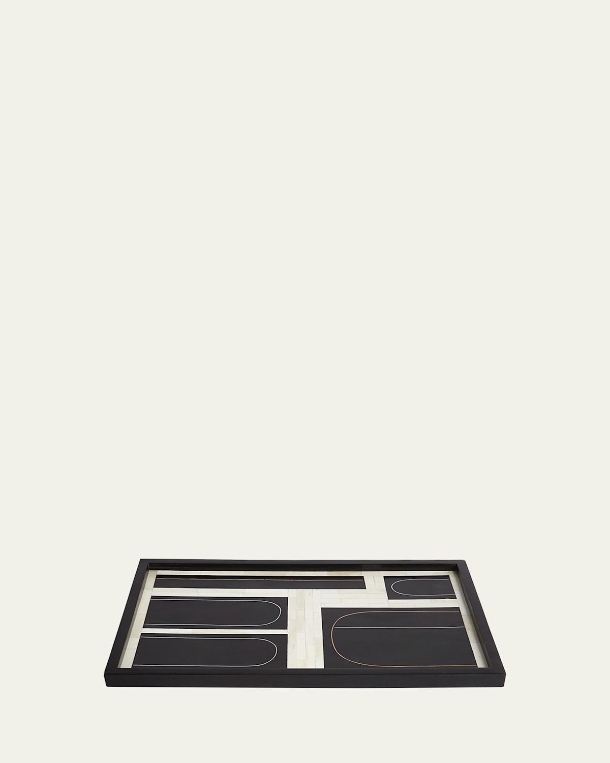 Global Views Brass Loop Tray In Black/white