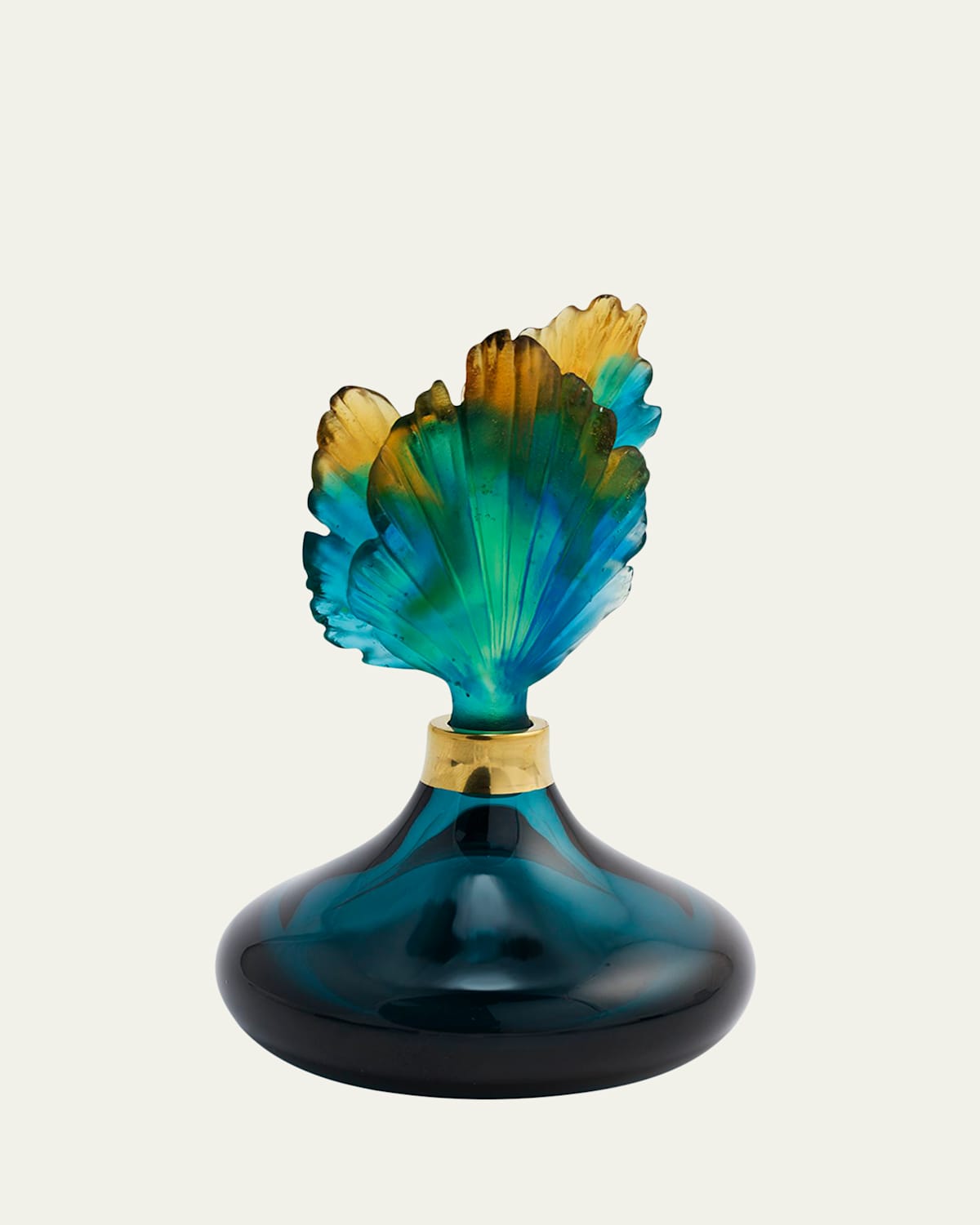 Daum Fleur De Paon Small Perfume Bottle In Blue Green