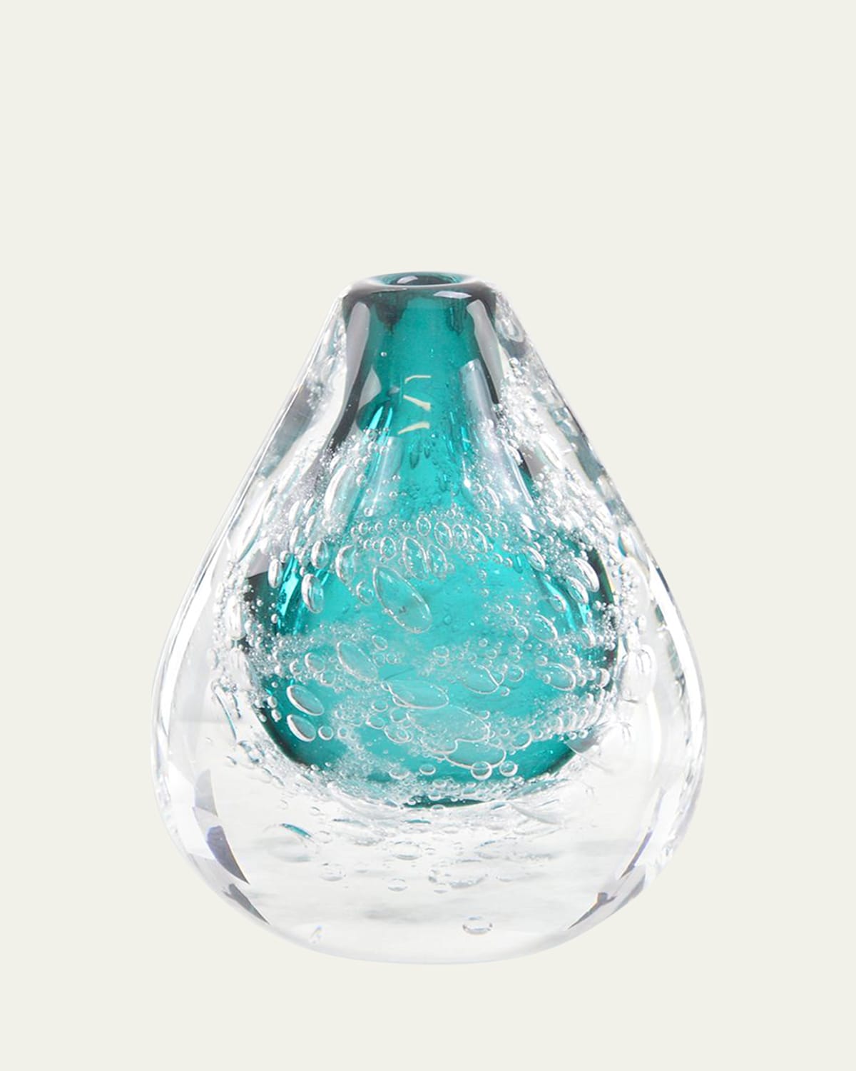 John-richard Collection Azure Art Glass Vase With Bubbles In Teal