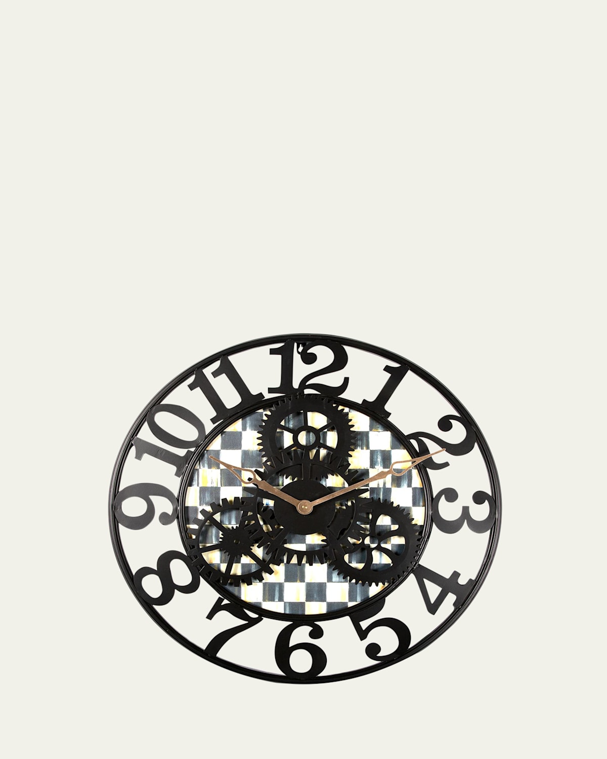Mackenzie-childs Courtly Check Small Farmhouse Wall Clock In Black