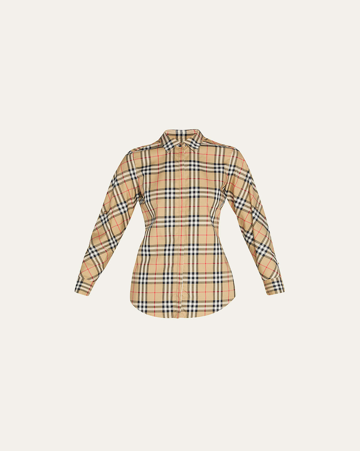 Burberry Ladies Vintage Check Stretch Cotton Button-down Collar Shirt In Archive Beige Ip Chk