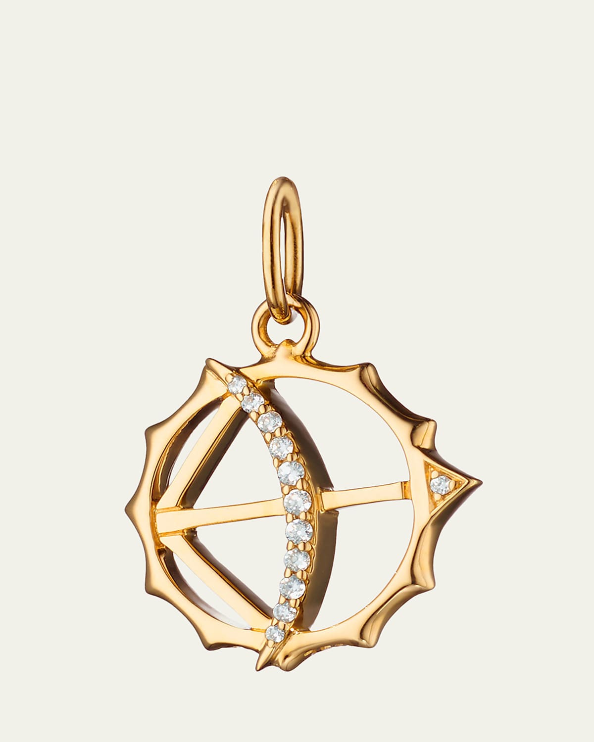 18K Gold Miniature Bow and Arrow Charm Necklace with Diamonds