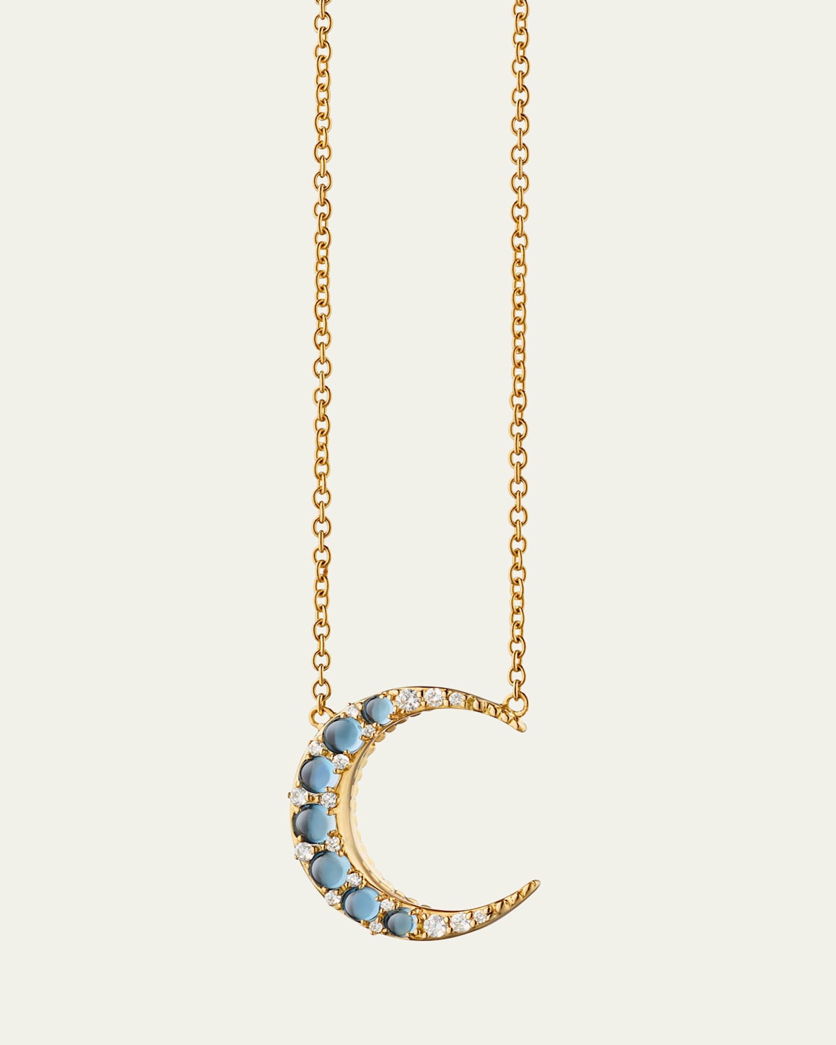 Monica Rich Kosann Mini Crescent Moon Necklace with White Diamonds