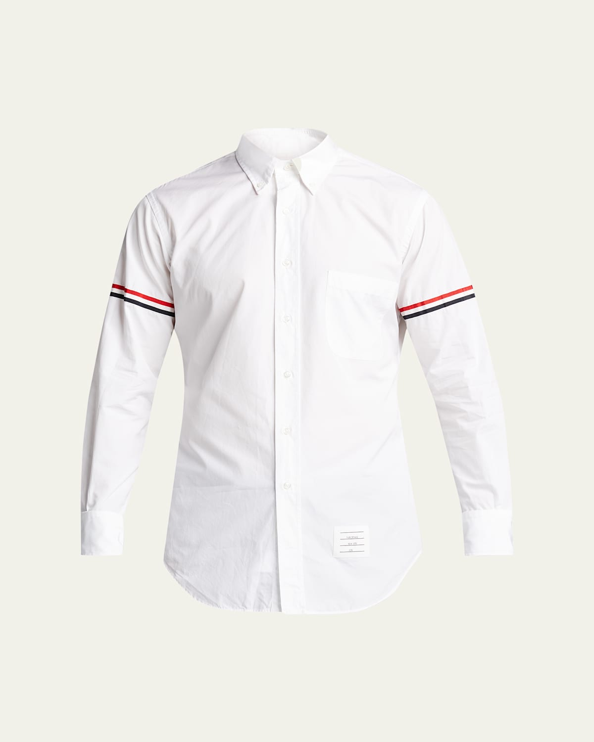 Thom Browne Men's Classic Oxford Sport Shirt W/ Arm Bands In White