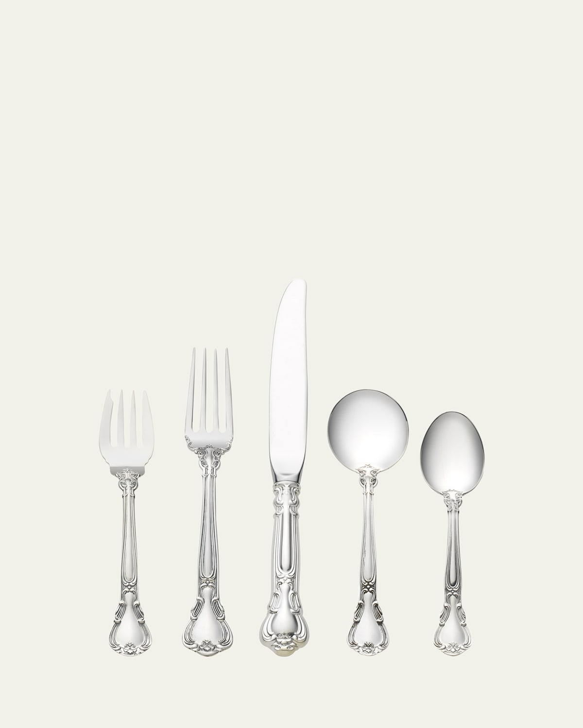 Chantilly 5-Piece Dinner Flatware Setting with Cream Soup Spoon