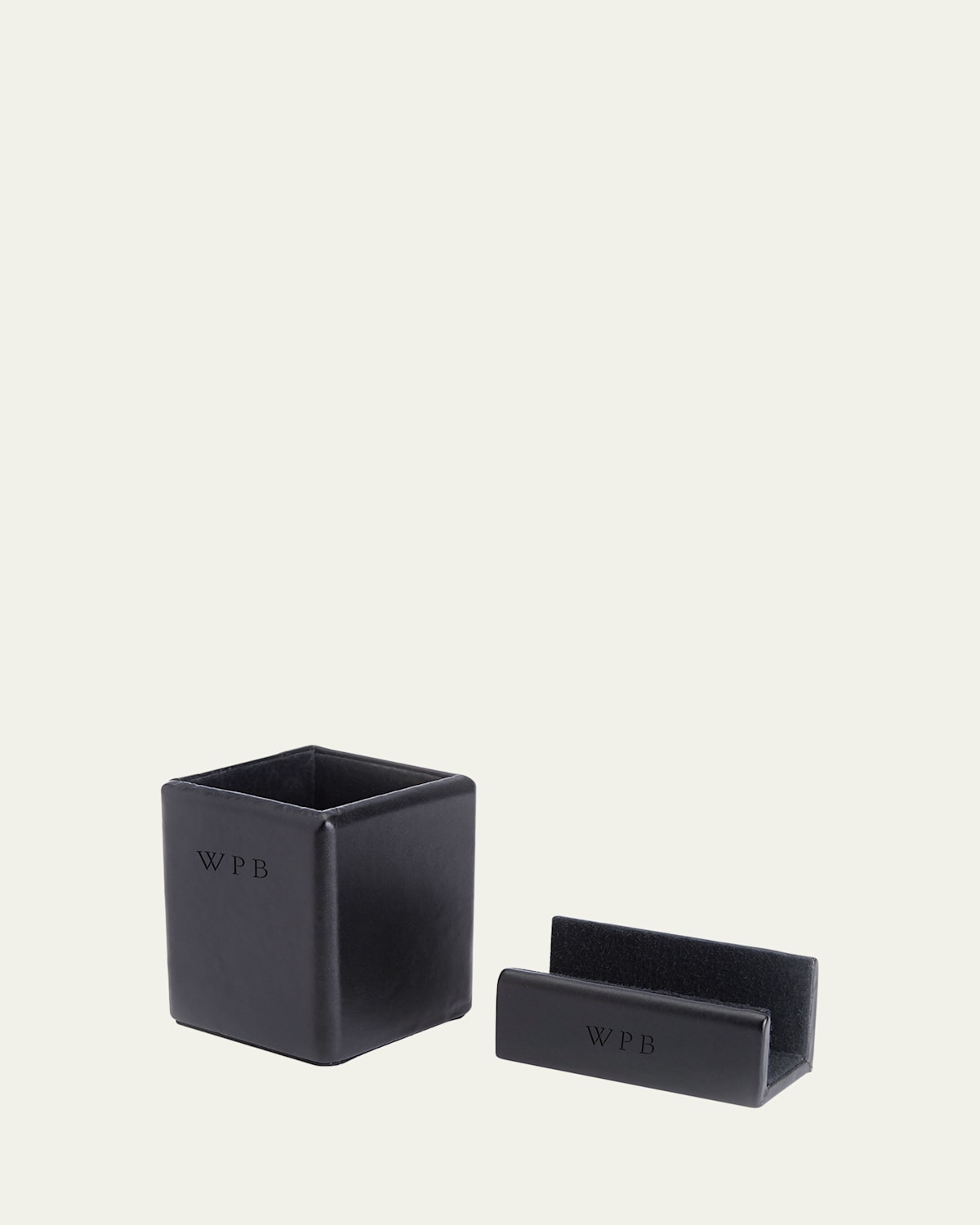 Royce New York Leather Suede-lined 2-piece Executive Desk Accessory Set In Black