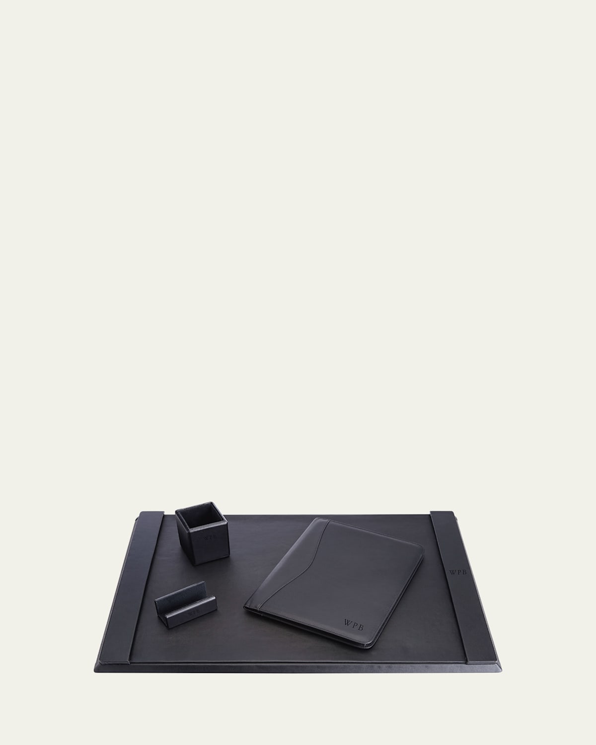 Royce New York Suede Lined Executive 4-piece Desk Accessory Set In Black