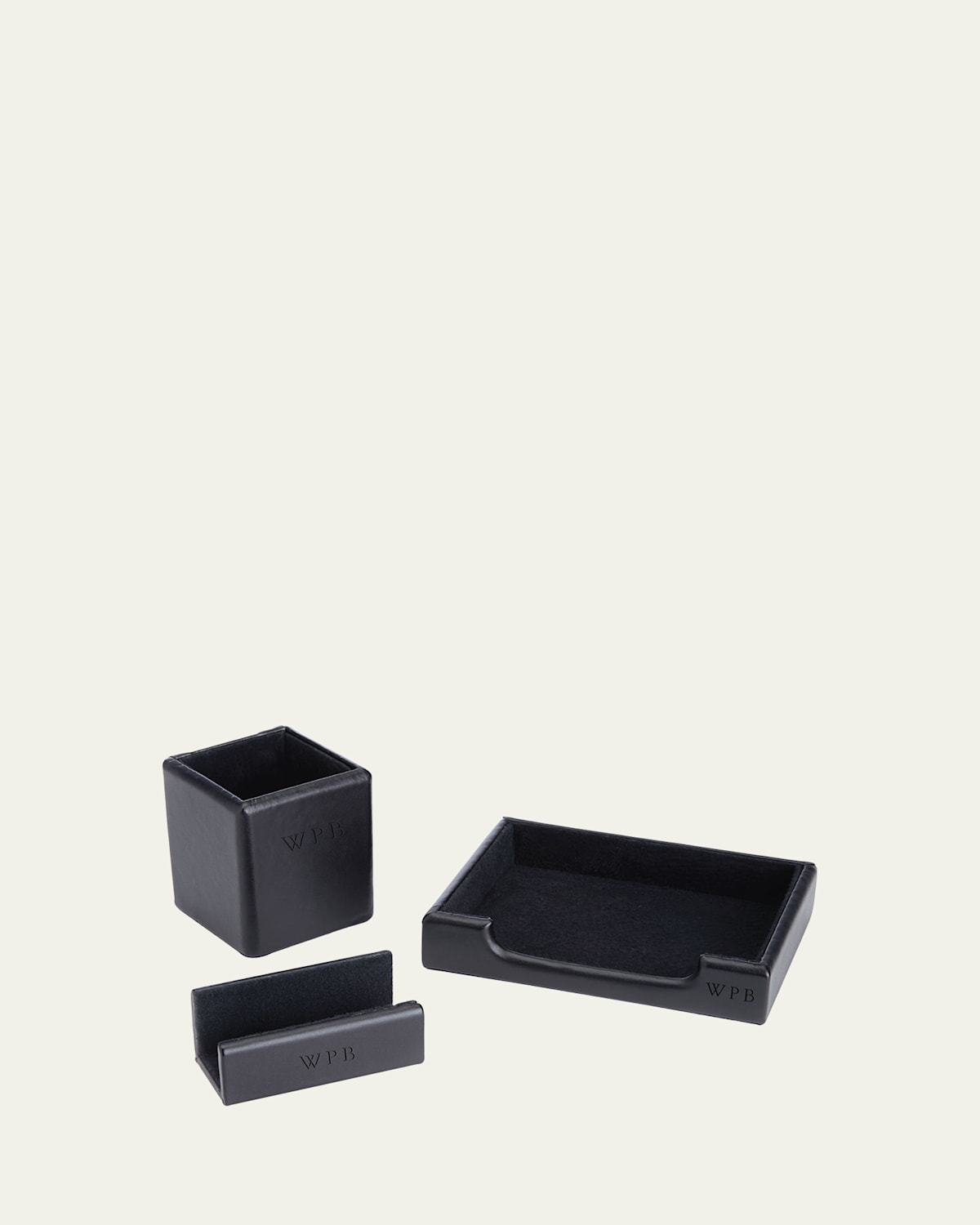 Royce New York Suede Lined Executive 3-piece Desk Accessory Set In Black